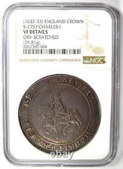 1632 Britain England UK Charles I Crown Coin Certified NGC VF Details Rare
