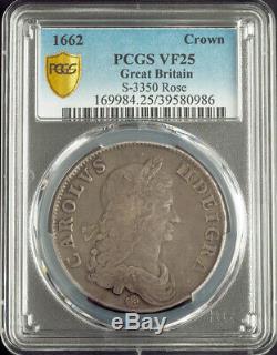 1662, Great Britain, Charles II. Beautiful Large Silver Crown Coin. PCGS VF-35