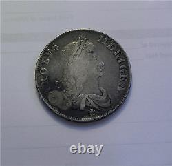 1662 Great Britain Silver Crown, Coin CHARLES II, Rose, Decus Et Tutamen Rare