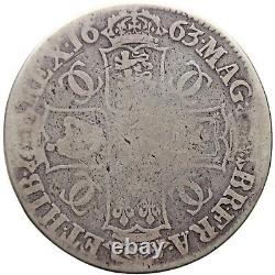 1663 Crown Charles II Coin Great Britain Silver (MO2428-)