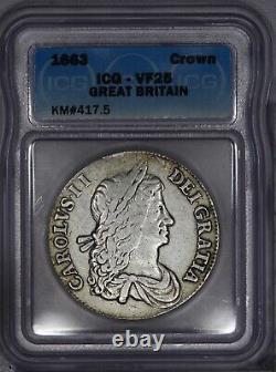 1663 Crown Great Britain KM# 417.5 ICG VF25 LB