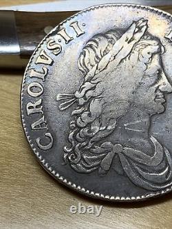 1663 Great Britain One Crown Charles II 925 Silver (VFDETAILS) 417.5 World Coin