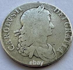 1663 King Charles II Silver Crown Fine Historic Coin