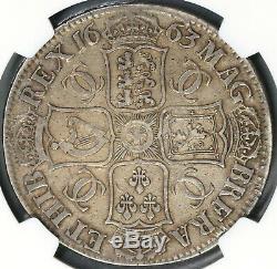 1663 NGC VF 20 Charles II Crown Rare No Rx Stops Great Britain Coin (19071901C)