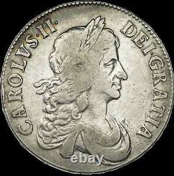 1666 Crown Vf Great Fire Of London Charles II Silver Coin