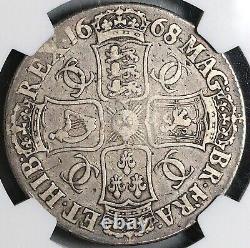 1668/7 NGC F 12 Charles II Crown Rare Overdate Great Britain Coin (23031101C)