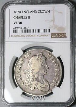 1670 NGC VF 30 Charles II Crown Rare England Great Britain Coin (23041101C)