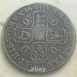 1673 Great Britain 1 One Crown Charles II Staple Scratch HHA