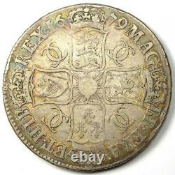 1679 Great Britain England Charles II Crown Coin VF / XF Details (EF) Rare