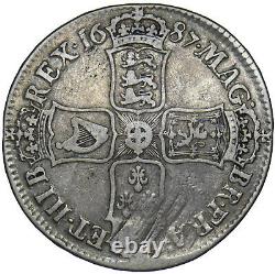 1687 Crown James II British Silver Coin
