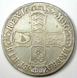 1687 Great Britain England James II Crown Coin VF / XF Details Rare
