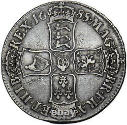 1688 Crown (8 over 7) James II British Silver Coin Nice