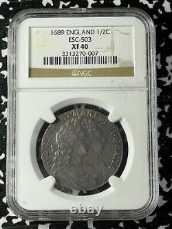 1689 Great Britain William & Mary 1/2 Half Crown NGC XF40 Lot#G1497 Silver