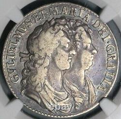 1689 NGC VF 25 William Mary 1/2 Crown Great Britain Silver Coin (21092703C)