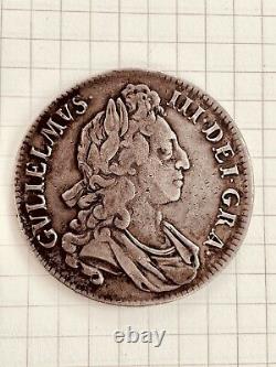 1695 GREAT BRITAIN UK WILLIAM III Antique Silver Crown Coin