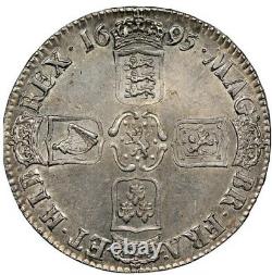 1695 Great Britain 1 Crown, King William III, Septimo, NGC MS 60