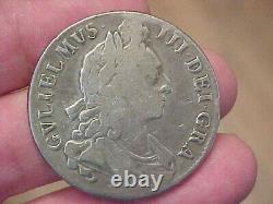 1696 Great Britain Uk Large Silver Crown William III Km486 327 Years Old Wowzer