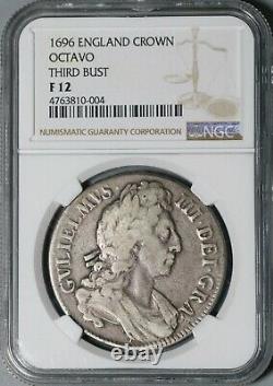 1696 NGC F 12 William III Crown Silver Great Britain Third Bust Coin (21020204C)
