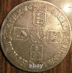 1696 Uk GB Great Britain Silver Crown Coin