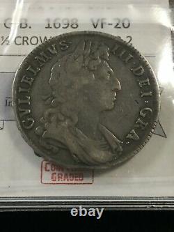 1698 Great Britain, Half Crown, Coin Mart GradedVF-20 KM# 492.2