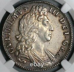 1698 NGC AU Det William III Half 1/2 Crown Great Britain Silver Coin (21101801C)