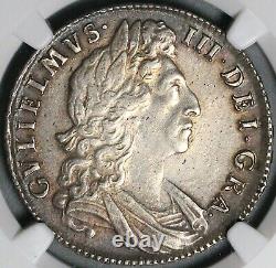 1698 NGC AU Det William III Half 1/2 Crown Great Britain Silver Coin (21101801C)