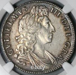 1698 NGC AU Det William III Half 1/2 Crown Great Britain Silver Coin (21101801C)