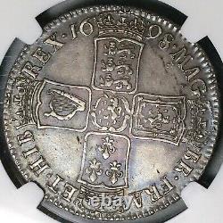 1698 NGC AU Det William III Half 1/2 Crown Great Britain Silver Coin (21101801C)