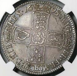 1698 NGC AU Det William III Half 1/2 Crown Great Britain Silver Coin (21101801C)