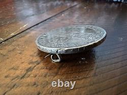 1707 Queen Anne Crown Silver Great Britain England Brooch Pin Toned Reverse Nice