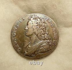 1735 Great Britain Silver Crown Plumes & Roses George II Sharp Looking Coin