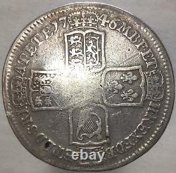 1746/5 Great Britain George II LIMA Silver Half Crown Silver Coin 3M