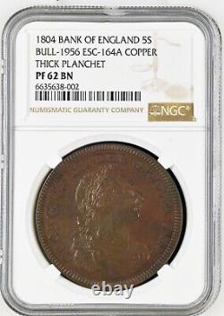 1804, Great Britain. Proof Copper Pattern Dollar Coin. Thick Planchet! NGC PF62