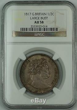 1817 Great Britain 1/2C Crown Large Bust Silver Coin George III NGC AU-58 AKR