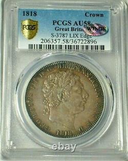 1818 GREAT BRITAIN CROWN PCGS AU58 /Wings S-3787 LIX EDGE #S272 (IMTXHF)