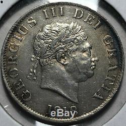 1818 Great Britain King George III 1/2 Crown Silver Coin, AU RARE Condition