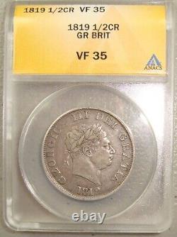 1819 Great Britain, George III Silver 1/2 Half Crown ANACS VF35