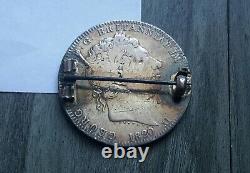 1820 Enameled Great Britain Silver Crown Pin Brooch