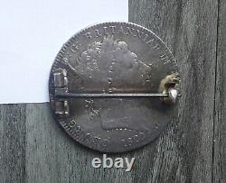1820 Enameled Great Britain Silver Crown Pin Brooch