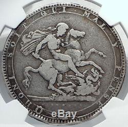 1820 GREAT BRITAIN UK King George III Antique Silver CROWN Coin NGC i81891