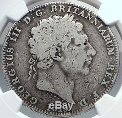 1820 GREAT BRITAIN UK King George III Antique Silver CROWN Coin NGC i81891