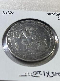 1820-LX Great Britain 1 Crown Large Silver Coin Damaged & Cleaned Low Mintage