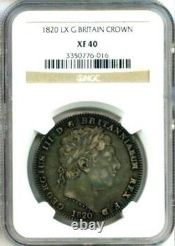 1820 LX Silver Great Britain Crown Ngc Extra Fine 40