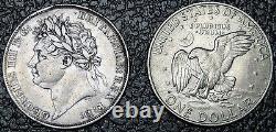 1821 GREAT BRITAIN CROWN SILVER George IV Laureate Head Gorgeous Coin