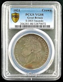 1821 Great Britain Crown PCGS VG08 Very Good Silver UK Vintage Classic Coin