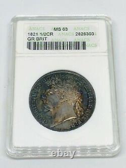 1821 Great Britain George IV 1/2 Silver Half Crown Anacs MS 63 BETTER DATE