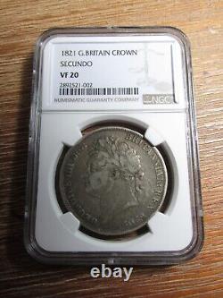 1821 Great Britain Silver Crown Secundo NGC VF 20