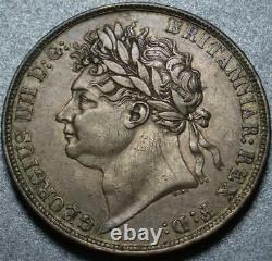 1822 GREAT BRITAIN Sterling Silver ONE CROWN King GEORGE IV + St George & DRAGON