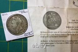 1822 GREAT BRITAIN UK CROWN GEORGE IV SECUNDO Edge 1 Oz SILVER with COA