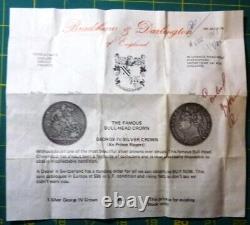 1822 GREAT BRITAIN UK CROWN GEORGE IV SECUNDO Edge 1 Oz SILVER with COA